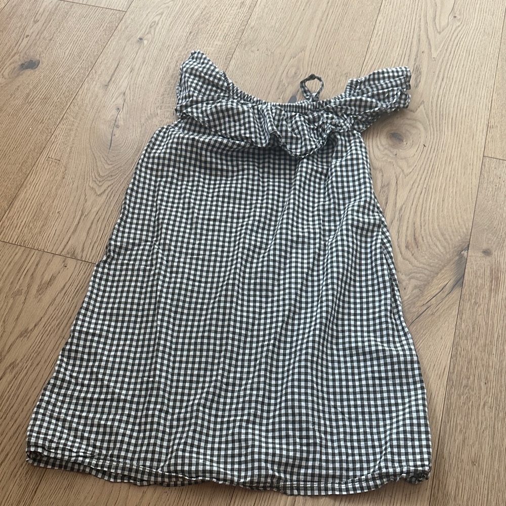 Harper Canyon olive green and White Gingham Kids Dress cotton 10/12